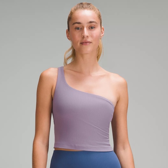 LULULEMON NWT Ribbed Nulu Asymmetrical Yoga Tank Top | Purple Ash | Size 12 - Picture 1 of 5